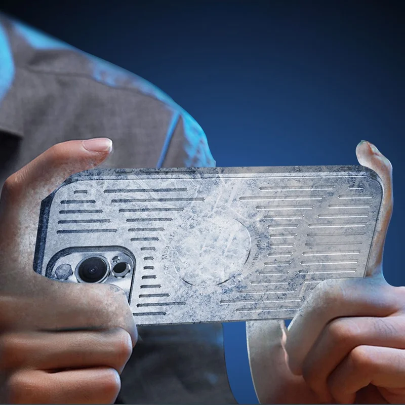 For iPhone 16 Pro Max Case Back Hollow Heat Dissipation Aluminum Alloy Phone Cover - Silver