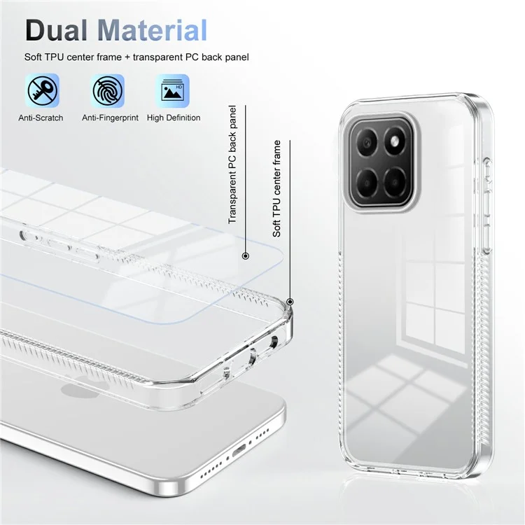 Para Honra X6 4G Caso Claro Capa TPU PC Anti-Slip Prova à Prova de Gotas - Transparente