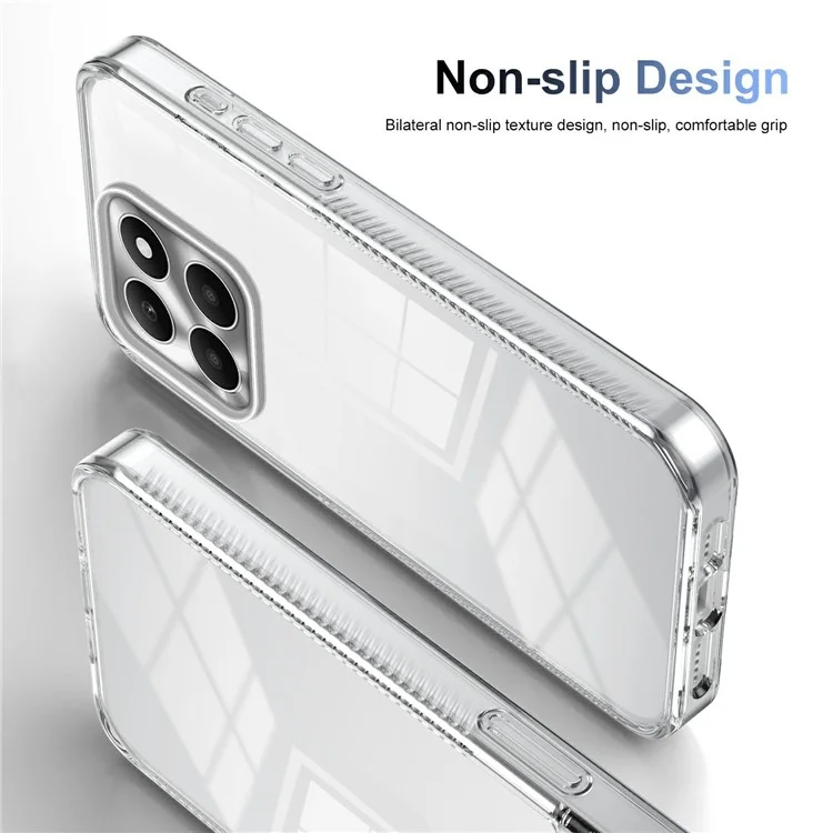 For Honor X6a 4G Clear Phone Case TPU PC Anti-Slip Drop-Proof Back Cover - Transparent