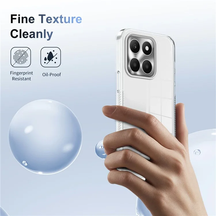 For Honor X6a 4G Clear Phone Case TPU PC Anti-Slip Drop-Proof Back Cover - Transparent