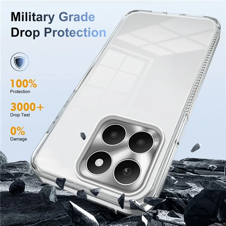 For Honor X6a 4G Clear Phone Case TPU PC Anti-Slip Drop-Proof Back Cover - Transparent