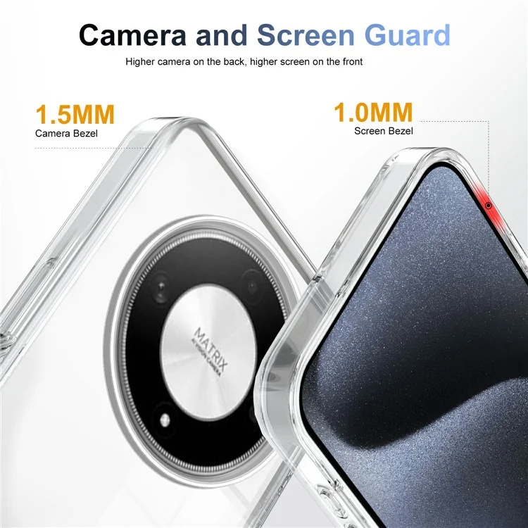 For Honor X9b 5G Clear Phone Case TPU PC Anti-Slip Drop-Proof Back Cover - Transparent