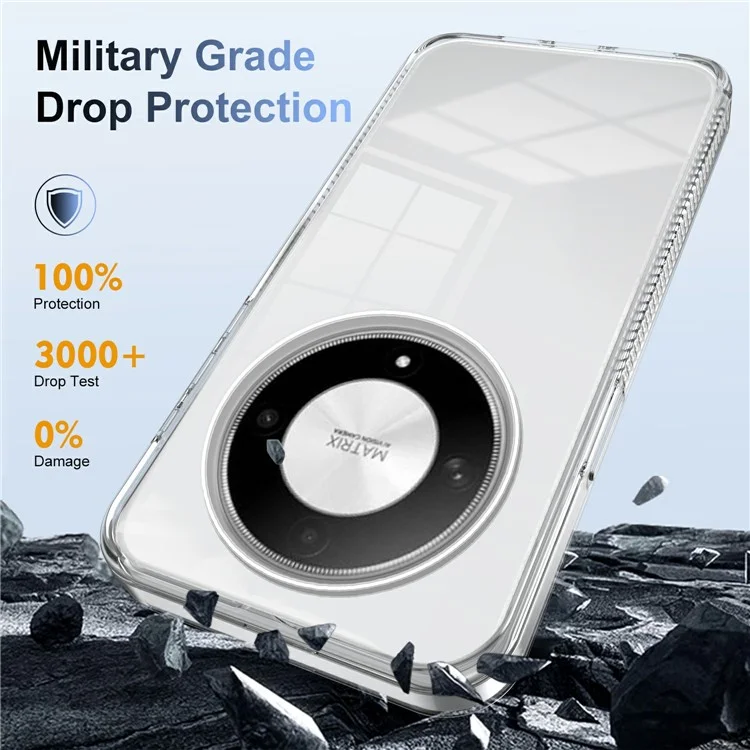 For Honor X9b 5G Clear Phone Case TPU PC Anti-Slip Drop-Proof Back Cover - Transparent