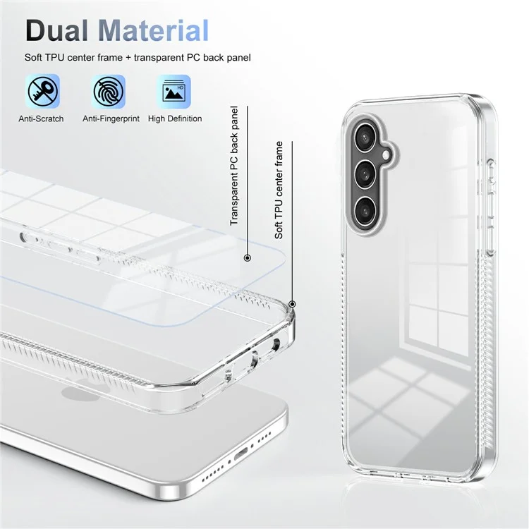 Per Samsung Galaxy S24+ Clear Phone Case TPU PC Anti-Slip Drop-Proof Back Cover - Trasparente