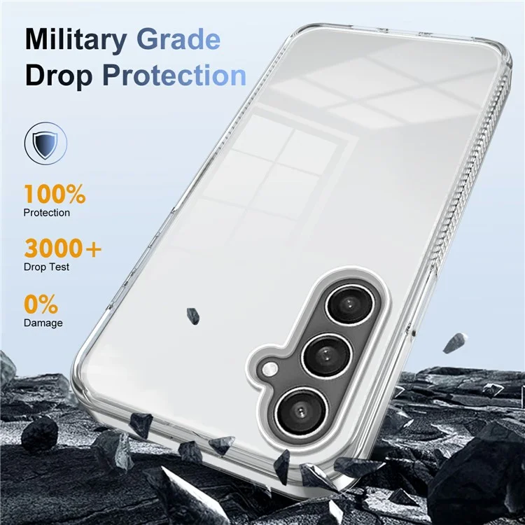 Per Samsung Galaxy S24+ Clear Phone Case TPU PC Anti-Slip Drop-Proof Back Cover - Trasparente