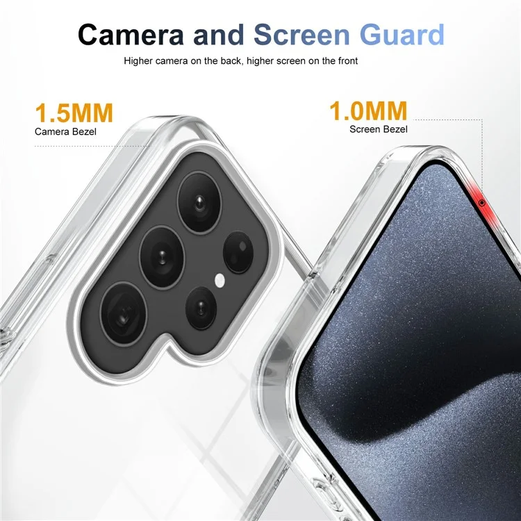 Forsamsung Galaxy S24 Ultra Clear Phone Case TPU PC Anti-Slip Drop-Proof Back Cover - Transparent