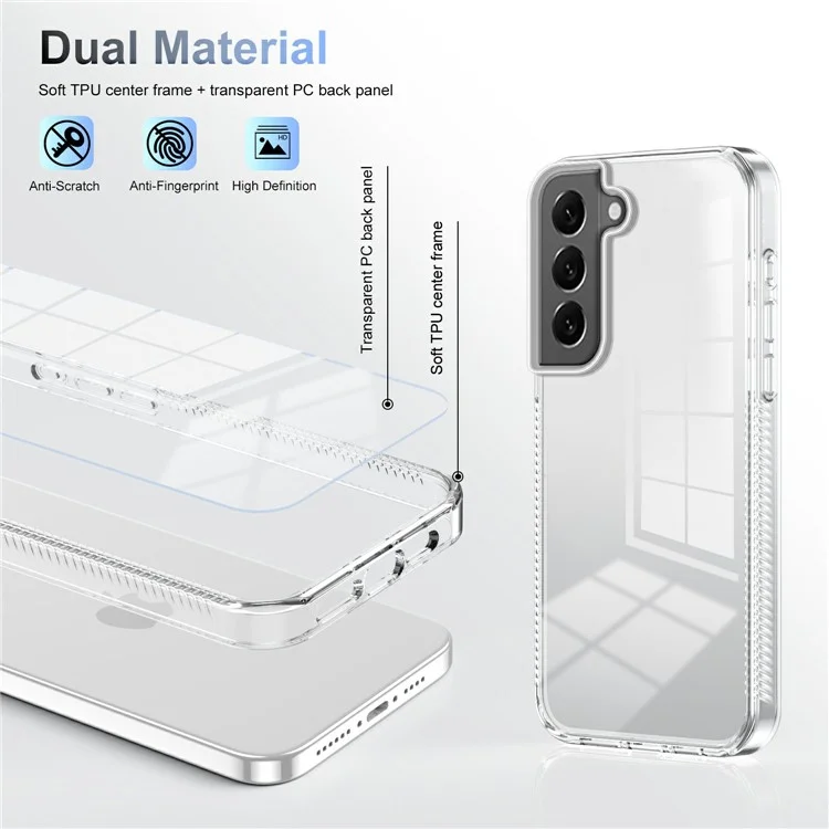 Für Samsung Galaxy S22+ 5G Clear Phone Case TPU PC Anti-slip-drop-proof-rückseite Zurück - Transparent