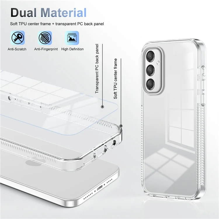 Pour Samsung Galaxy A25 5G (Global) (161,0 x 76,5 x 8,3 mm) Clear Phone Case TPU PC Anti-Slip Drop-Proof Back Cover - Transparent