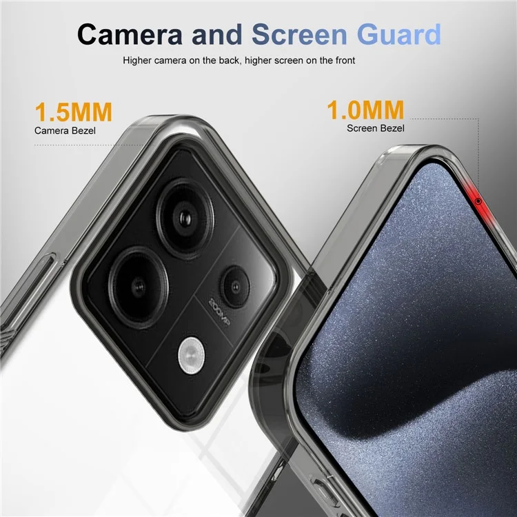 Pour Xiaomi Redmi Note 13 Pro 5G Clear Phone Case TPU TPU PC Anti-slip Couverture de Back-sortoh - Noir