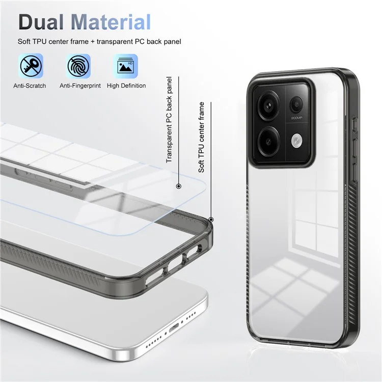 Pour Xiaomi Redmi Note 13 Pro 5G Clear Phone Case TPU TPU PC Anti-slip Couverture de Back-sortoh - Noir