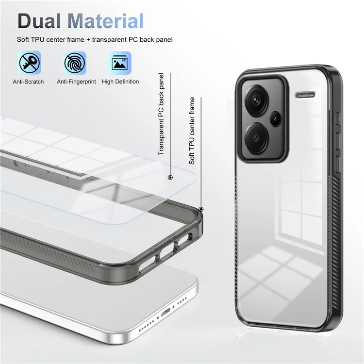 Pour Xiaomi Redmi Note 13 Pro + 5G Clear Telephone Case TPU PC Anti-slip Couverture de Back-sortoh - Noir