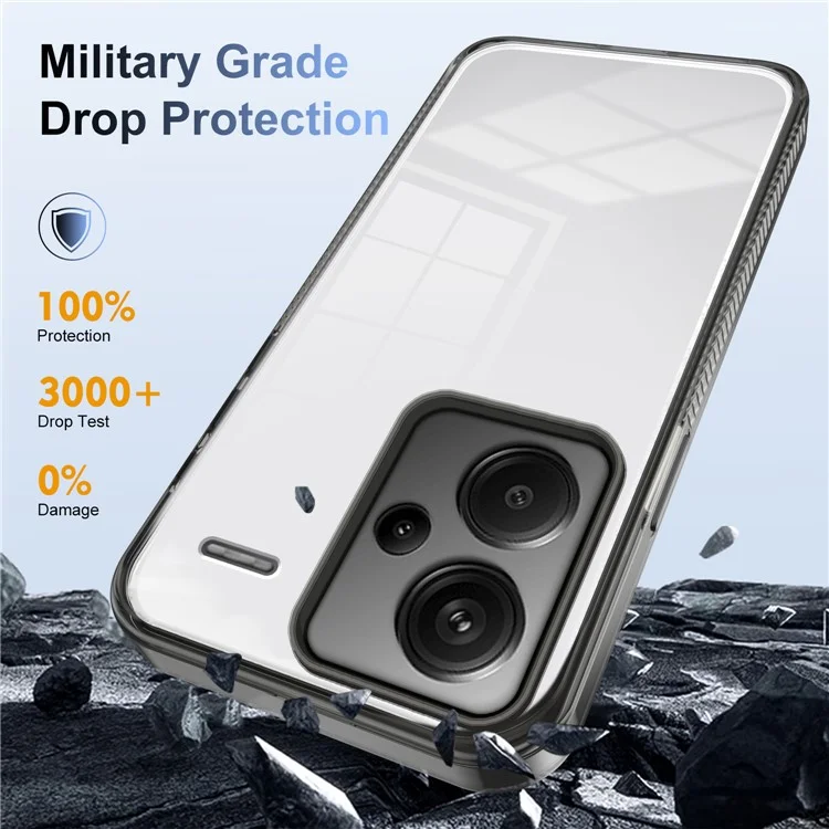 Pour Xiaomi Redmi Note 13 Pro + 5G Clear Telephone Case TPU PC Anti-slip Couverture de Back-sortoh - Noir