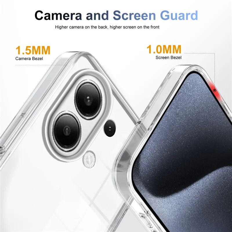 For Xiaomi Redmi Note 13 4G Clear Phone Case TPU PC Anti-Slip Drop-Proof Back Cover - Transparent