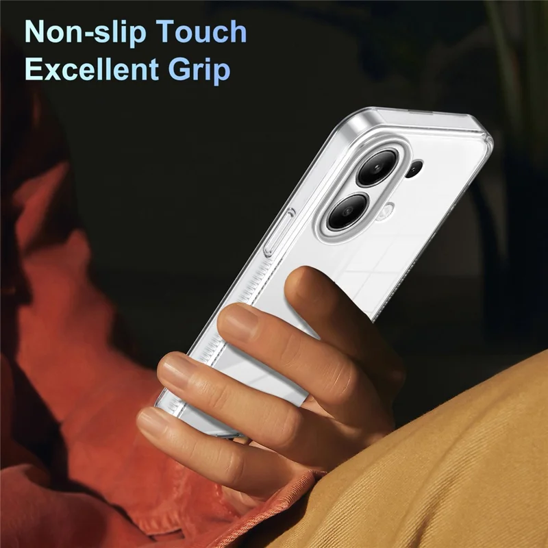 For Xiaomi Redmi Note 13 4G Clear Phone Case TPU PC Anti-Slip Drop-Proof Back Cover - Transparent