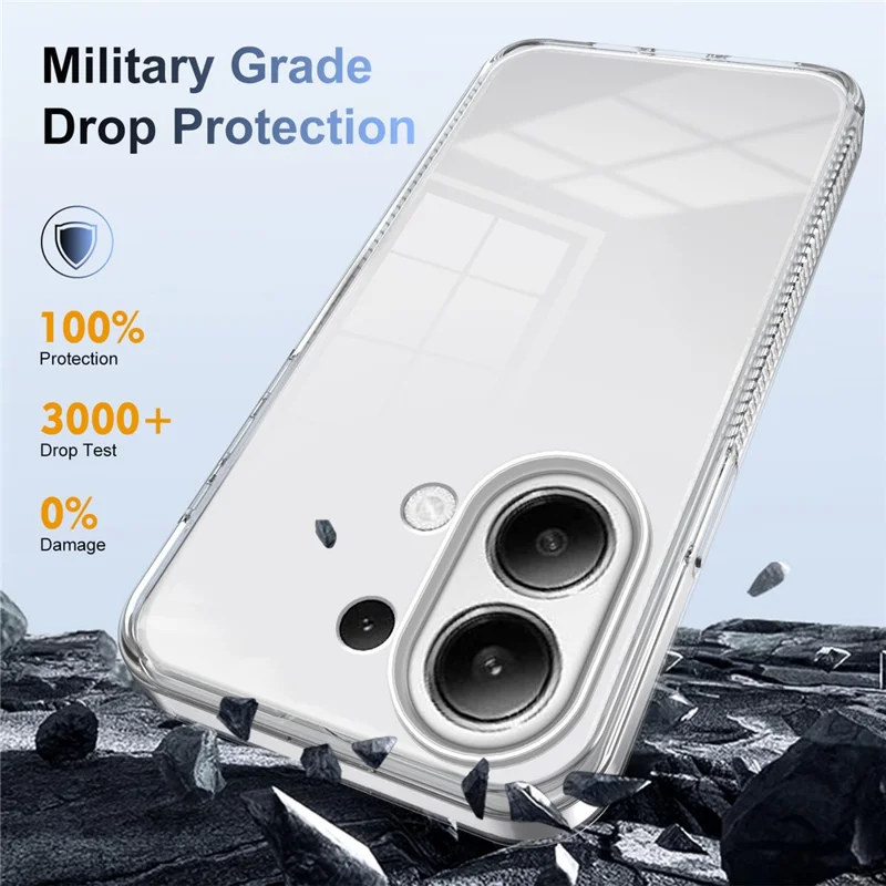 For Xiaomi Redmi Note 13 4G Clear Phone Case TPU PC Anti-Slip Drop-Proof Back Cover - Transparent