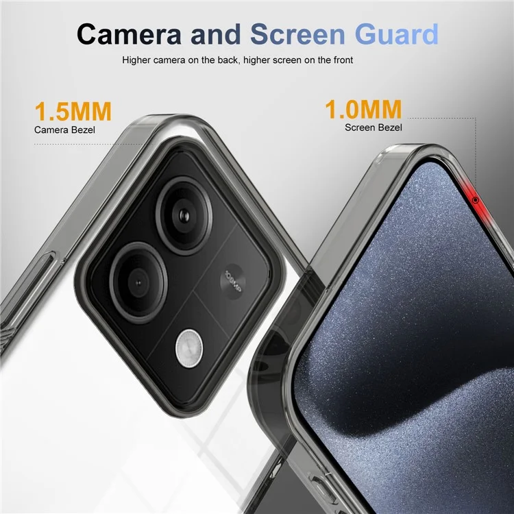 For Xiaomi Redmi Note 13 5G Clear Phone Case TPU PC Anti-Slip Drop-Proof Back Cover - Black