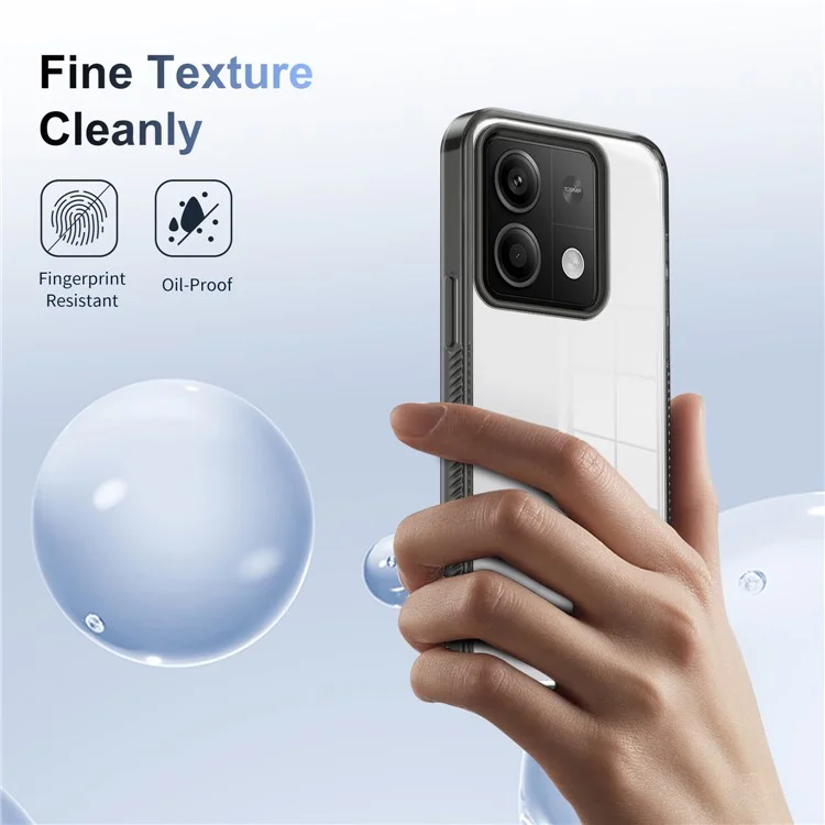 For Xiaomi Redmi Note 13 5G Clear Phone Case TPU PC Anti-Slip Drop-Proof Back Cover - Black