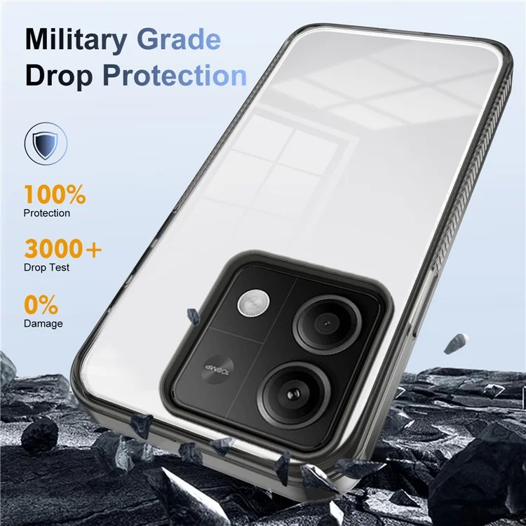 For Xiaomi Redmi Note 13 5G Clear Phone Case TPU PC Anti-Slip Drop-Proof Back Cover - Black