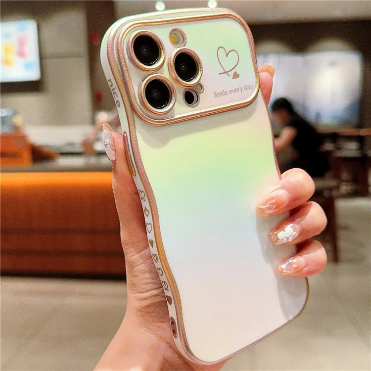 Para Iphone 14 Pro Case Curly Shape Love Heart Tpu Tope Phone Gradiente Iridiscente - Blanco Colorido