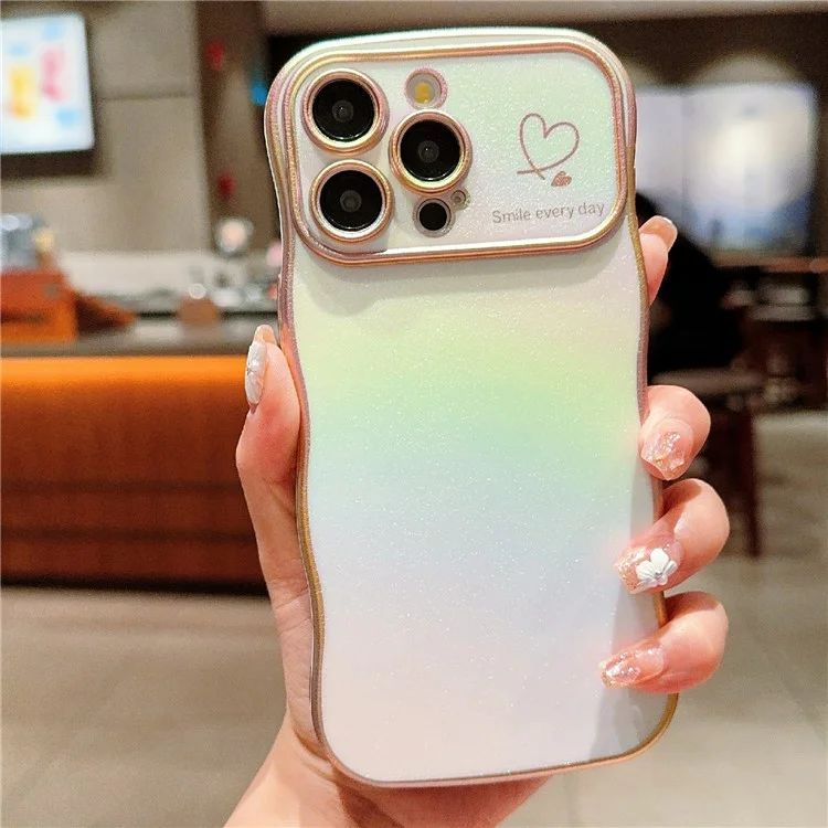 Para Iphone 14 Pro Case Curly Shape Love Heart Tpu Tope Phone Gradiente Iridiscente - Blanco Colorido