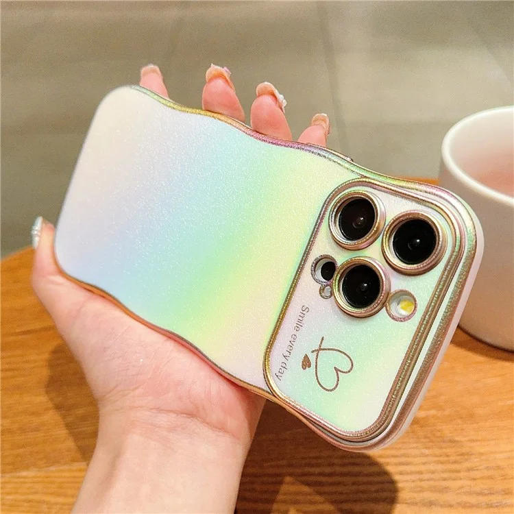 Para Iphone 14 Pro Case Curly Shape Love Heart Tpu Tope Phone Gradiente Iridiscente - Blanco Colorido