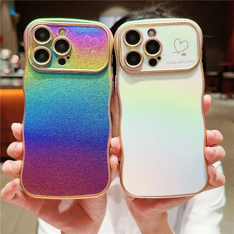 Para Iphone 14 Pro Case Curly Shape Love Heart Tpu Tope Phone Gradiente Iridiscente - Blanco Colorido