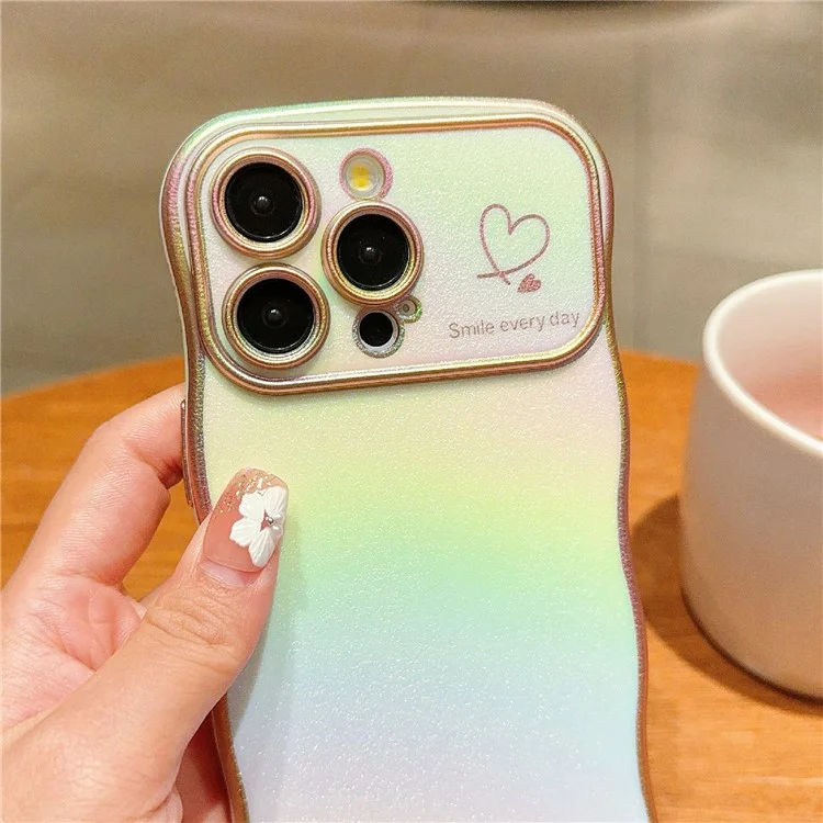 Para Iphone 14 Pro Case Curly Shape Love Heart Tpu Tope Phone Gradiente Iridiscente - Blanco Colorido