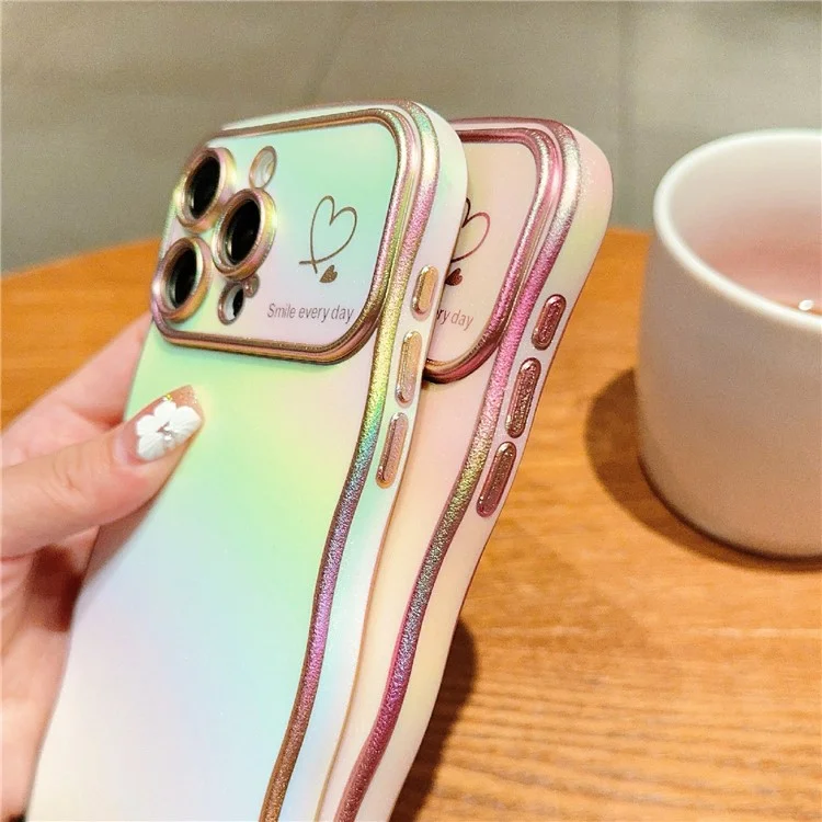 Para Iphone 14 Pro Case Curly Shape Love Heart Tpu Tope Phone Gradiente Iridiscente - Blanco Colorido
