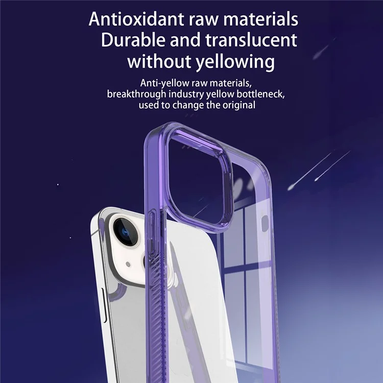 Para Iphone 14 Plus Clear Telephip Case TPU PC Cubierta Posterior Antideslizante a Prueba de Caída - Azul Cielo
