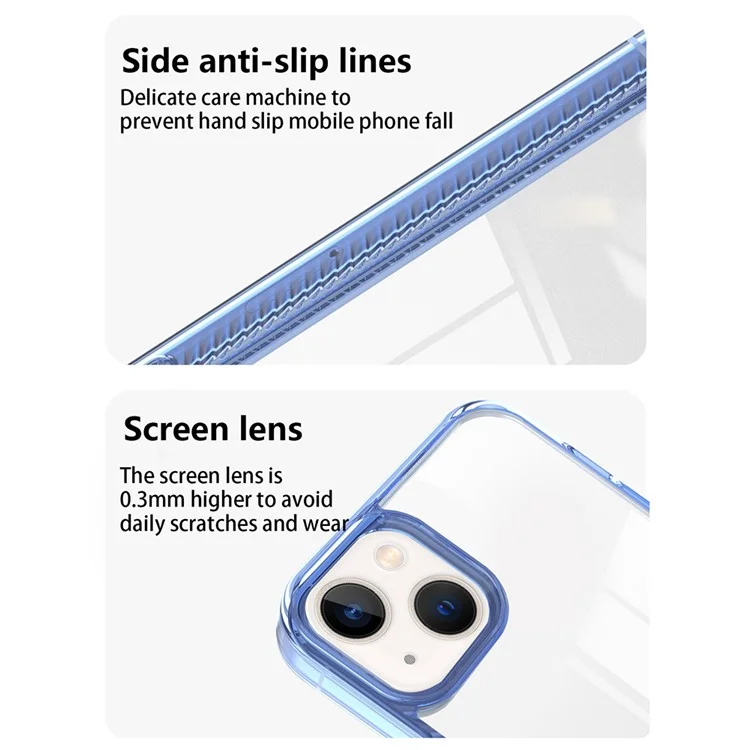 Para Iphone 14 Plus Clear Telephip Case TPU PC Cubierta Posterior Antideslizante a Prueba de Caída - Azul Cielo