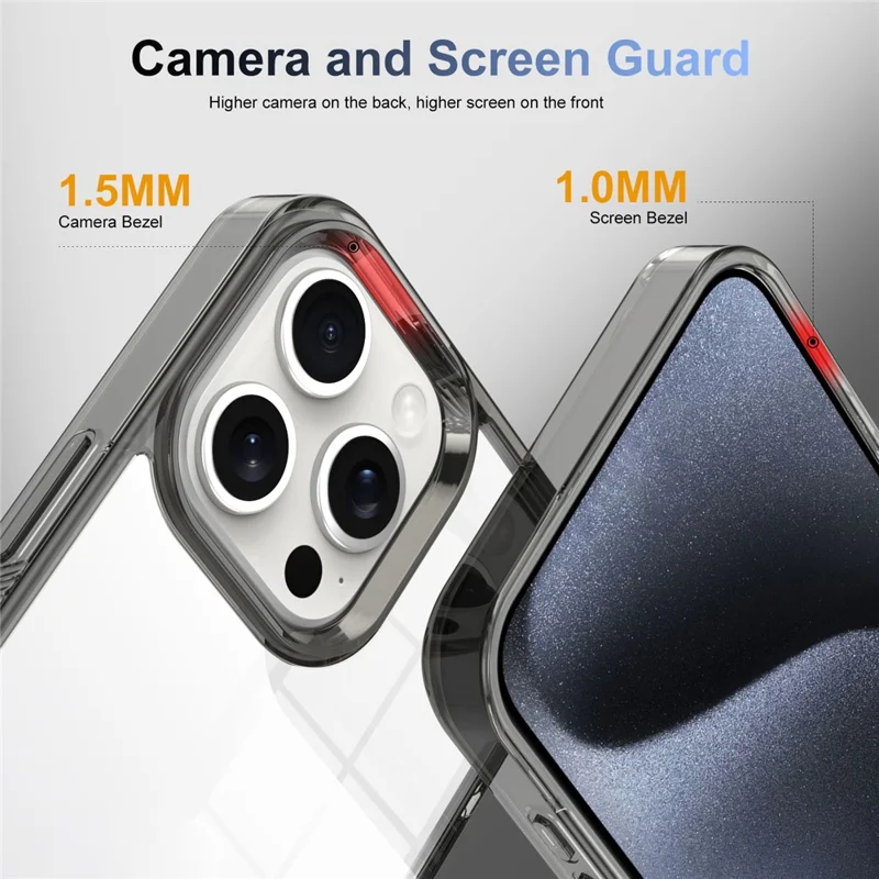 Custodia per iPhone 13 Pro 6.1 pollici Clear Phone Case TPU PC Anti-Slip Drop-Proof Back Cover - Nero