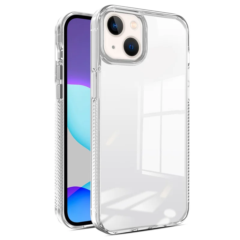 For iPhone 14 / 13 6.1 inch Clear Phone Case TPU PC Anti-Slip Drop-Proof Back Cover - Transparent