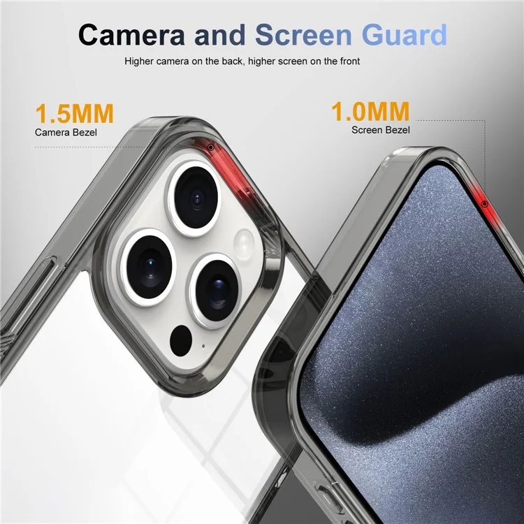 Para iPhone 13 Pro Max 6,7 polegadas Capa de Telefone Transparente TPU PC Anti-Slip à Prova de Queda - Preta