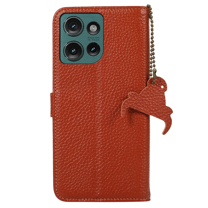 Для Motorola Edge 50 Neo 5g Case Case RFID Блокирующая Текстура Litchi Подличная Корова Кожаная Обложка - Коричневый