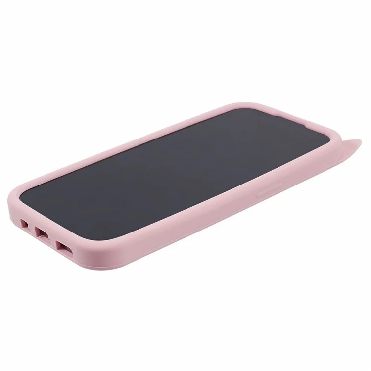 For iPhone 16 Pro Max Silicone Case 3D Moustache Cat Protective Phone Cover - Pink