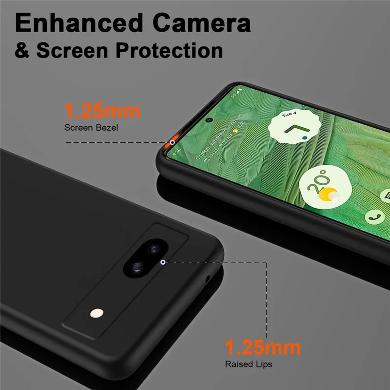 For Google Pixel 8a Case Anti-Scratch TPU Phone Cover 2.2mm Thickness - Black