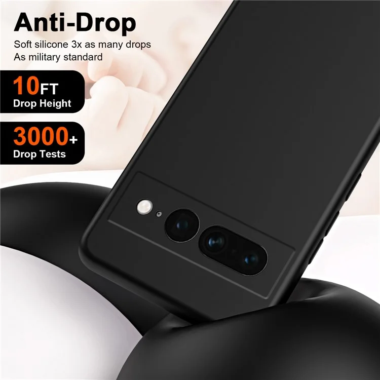 Для Google Pixel 7 Pro 5G Case Case Anti-Scratch TPU Cople Cople 2,2 мм Толщиной - Черный