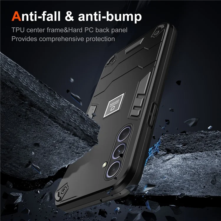 Pour Samsung Galaxy A55 5G Case pc + Tpu Couverture de Téléphone de Protection Anti-drop. - Noir