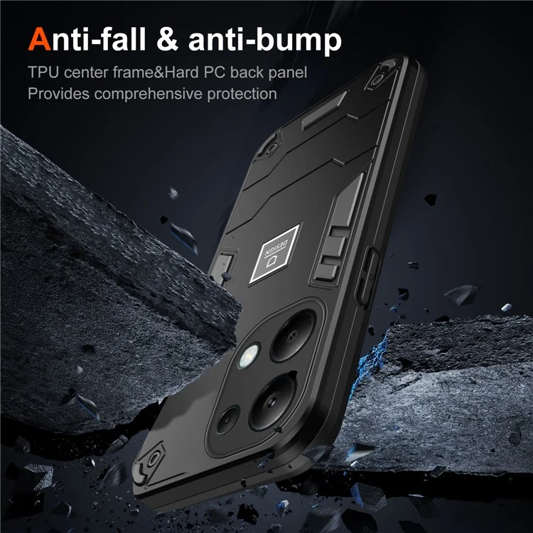 Für Xiaomi Poco M6 Pro 4g / Redmi Hinweis 13 Pro 4g-hülle PC+TPU Drop-Proof Protective Phone Deckung - Schwarz