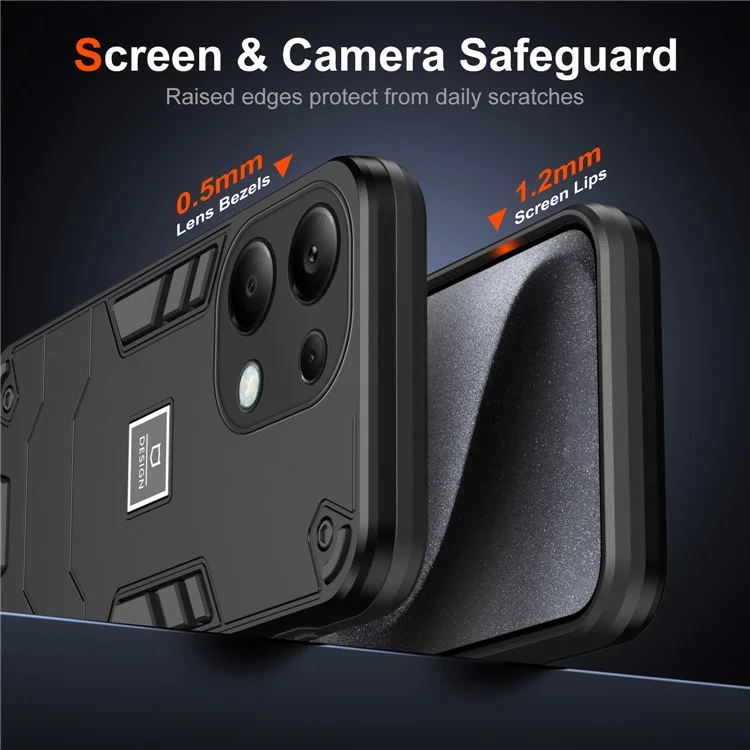 Für Xiaomi Poco M6 Pro 4g / Redmi Hinweis 13 Pro 4g-hülle PC+TPU Drop-Proof Protective Phone Deckung - Schwarz