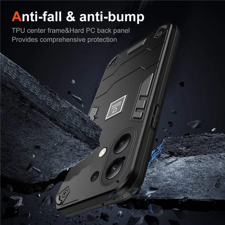 Для Xiaomi Redmi Примечание 13 4G Case PC+TPU Защитный Телефон Защитный Телефон - Черный