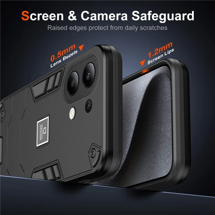 Для Xiaomi Redmi Примечание 13 4G Case PC+TPU Защитный Телефон Защитный Телефон - Черный