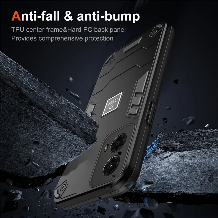 Per Motorola Moto G 5G (2024) Case Pc+copertina di Telefono Protettivo a Prova di Caduta Tpu - Nero