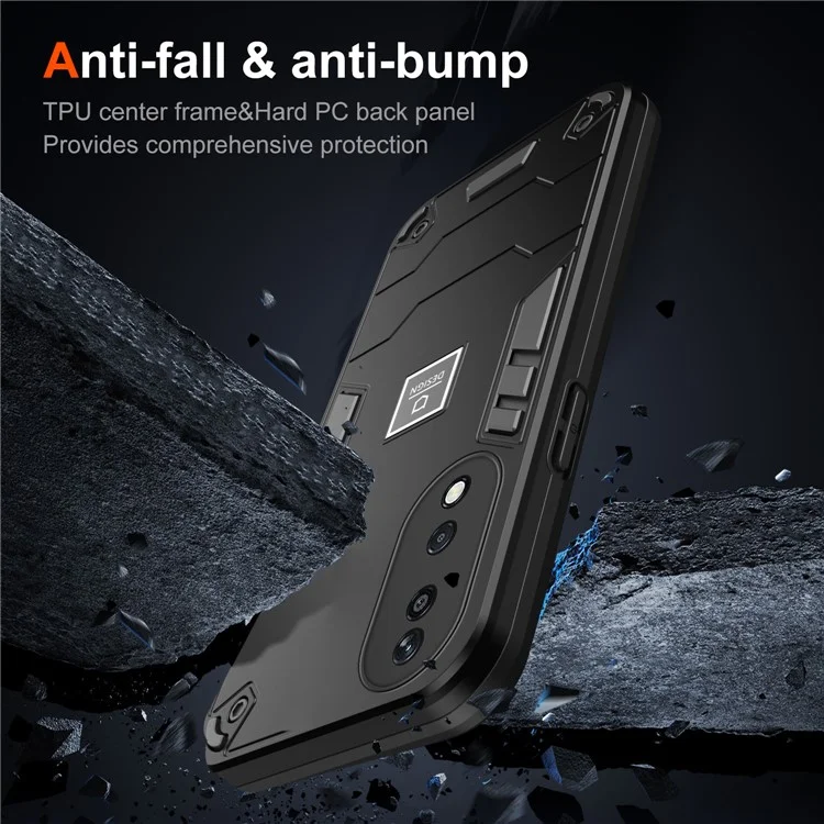 For Honor X7b 4G / 90 Smart Phone Case PC+TPU Drop-Proof Protective Cover - Black