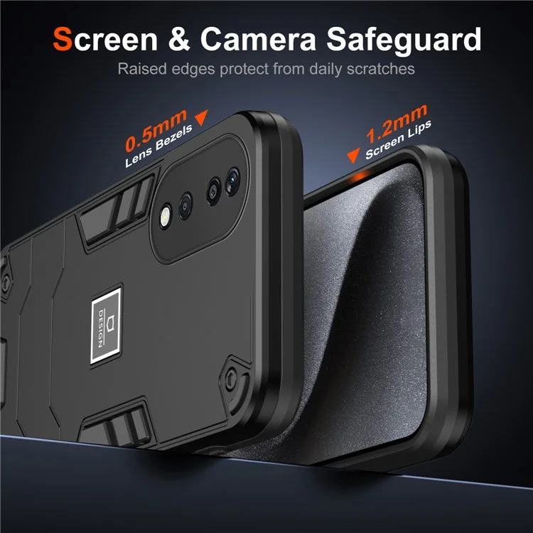 For Honor X7b 4G / 90 Smart Phone Case PC+TPU Drop-Proof Protective Cover - Black
