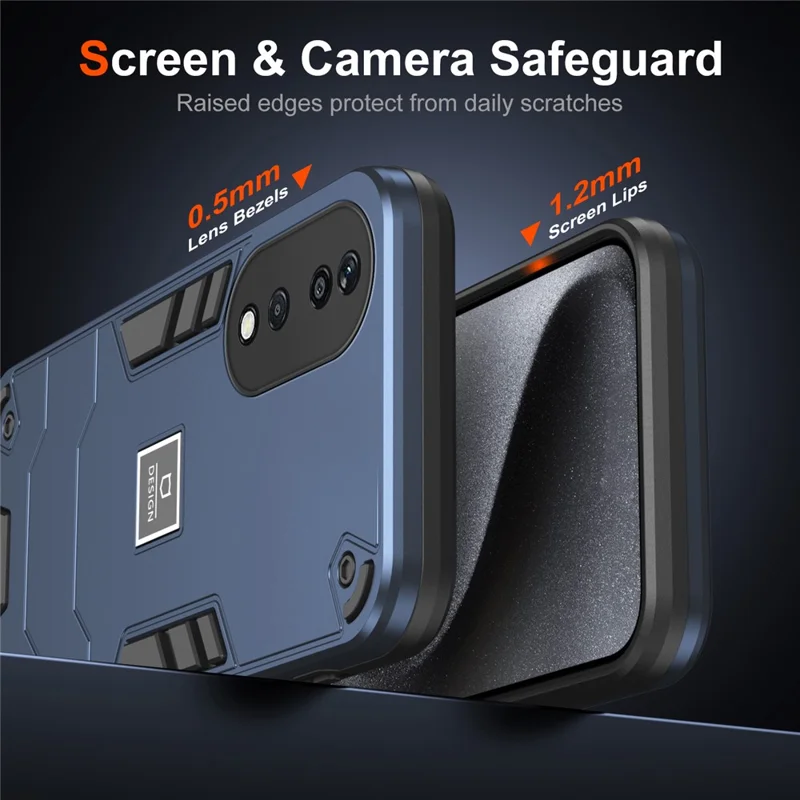 For Honor X7b 4G / 90 Smart Phone Case PC+TPU Drop-Proof Protective Cover - Navy Blue