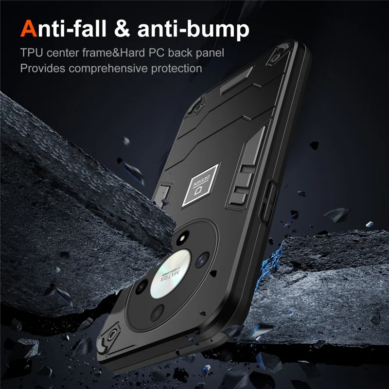For Honor X9b 5G / Magic6 Lite 5G Case PC+TPU Drop-Proof Protective Phone Cover - Black