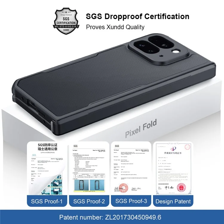 XUNDD Per Google Pixel 9 Pro Fold 5G Custodia Antishock TPU + Custodia Posteriore in Acrilico Trasparente