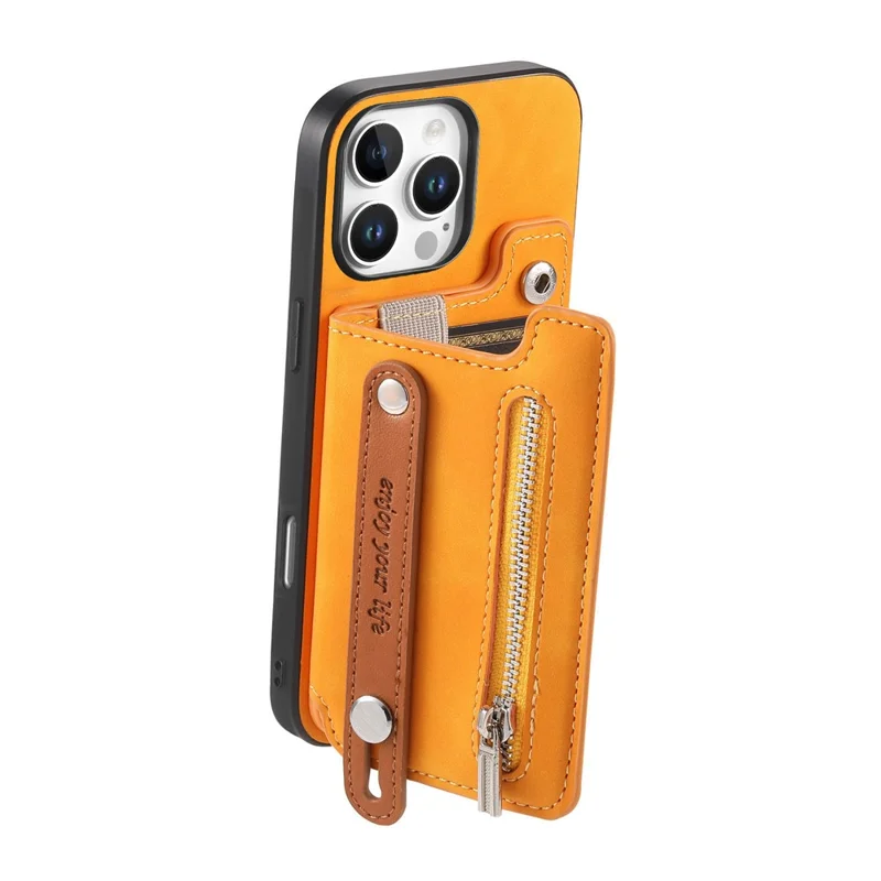 Pour Iphone 16 Pro Max Case Card Card Holder Cuir + Tpu + pc Téléphone pc 2-en-1 Magnétique Détachable - Orange