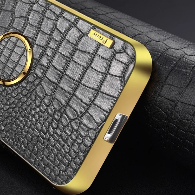 Para Samsung Galaxy S24 fe Case Ring Finger Kickstand Tpu+cuero 6D Cubierta de Teléfono de Electroplatación - Amarillo